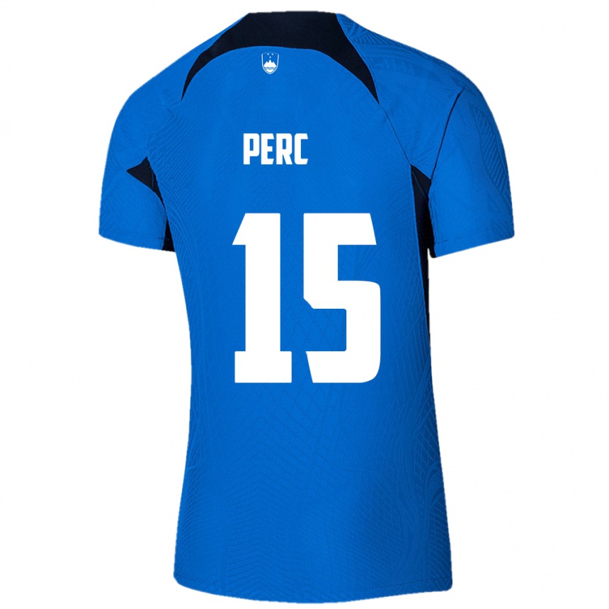 Hombre Fútbol Camiseta Eslovenia Nick Perc #15 Azul 2ª Equipación 24-26 Argentina