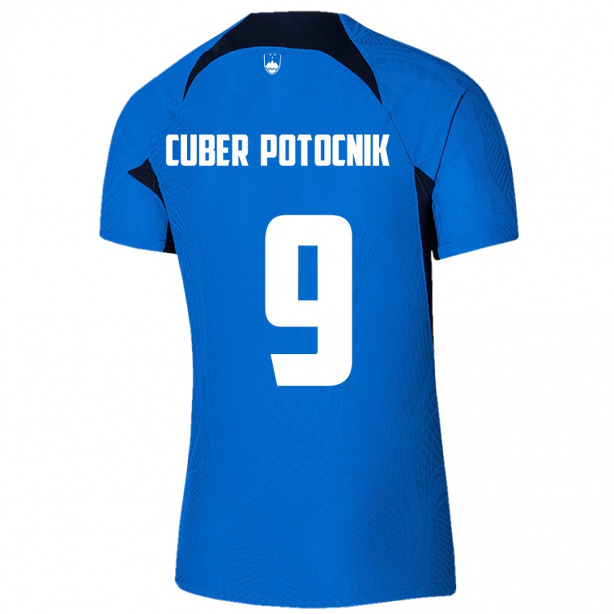 Hombre Fútbol Camiseta Eslovenia Jaka Cuber Potocnik #9 Azul 2ª Equipación 24-26 Argentina