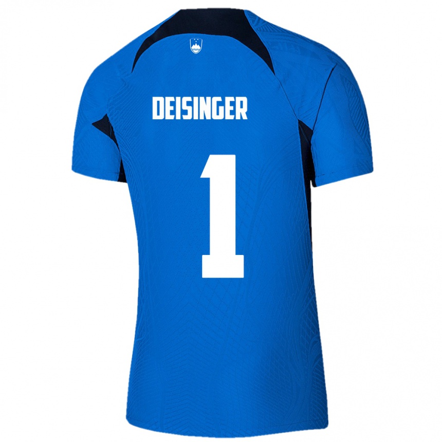 Hombre Fútbol Camiseta Eslovenia Nik Deisinger #1 Azul 2ª Equipación 24-26 Argentina