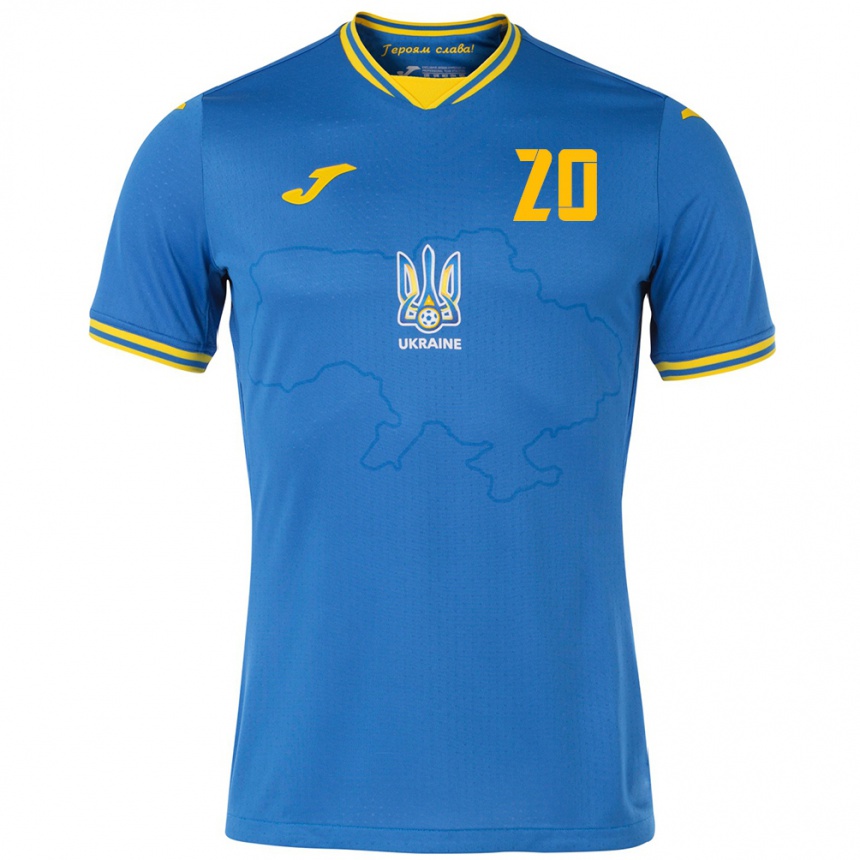 Hombre Fútbol Camiseta Ucrania Oleksiy Gusev #20 Azul 2ª Equipación 24-26 Argentina