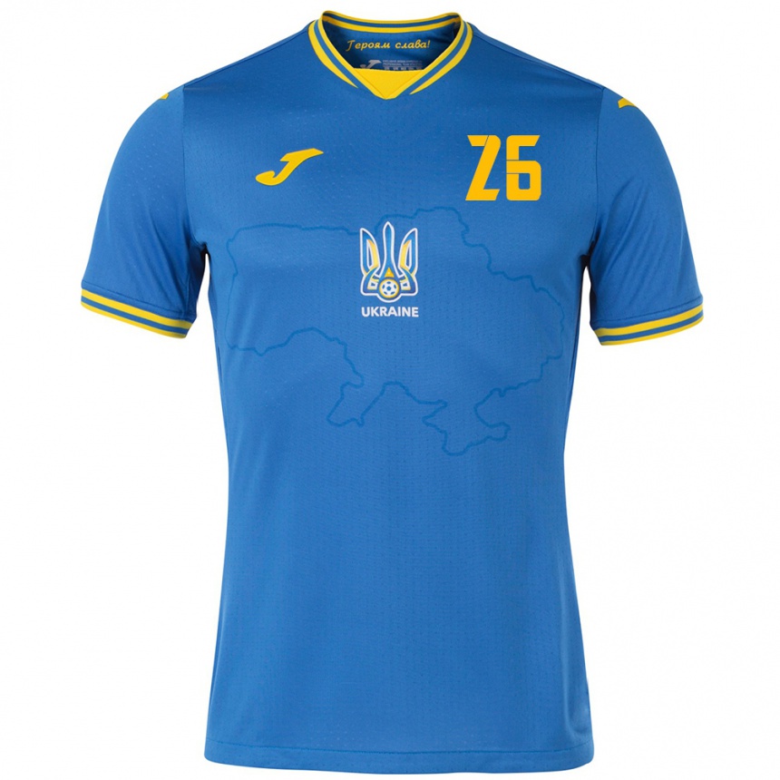 Hombre Fútbol Camiseta Ucrania Bogdan Mykhaylichenko #26 Azul 2ª Equipación 24-26 Argentina