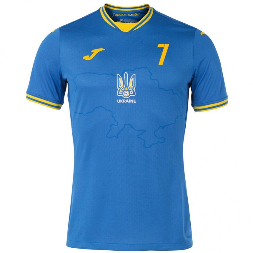 Hombre Fútbol Camiseta Ucrania Kristian Shevchenko #7 Azul 2ª Equipación 24-26 Argentina