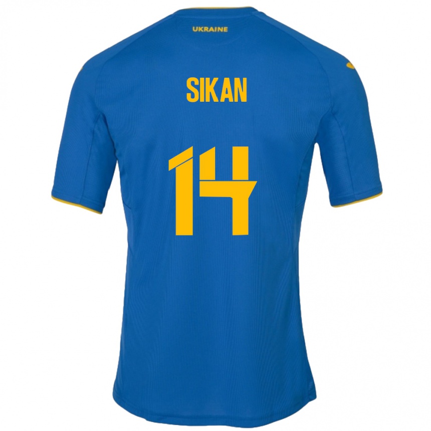 Hombre Fútbol Camiseta Ucrania Danylo Sikan #14 Azul 2ª Equipación 24-26 Argentina