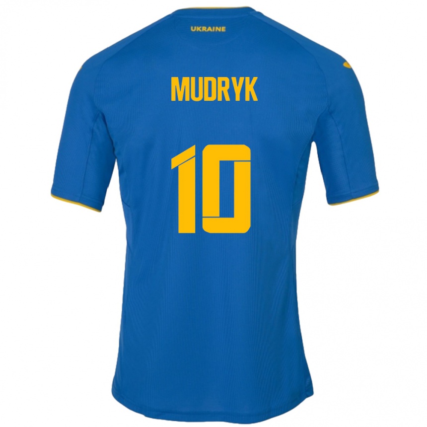 Hombre Fútbol Camiseta Ucrania Mykhaylo Mudryk #10 Azul 2ª Equipación 24-26 Argentina