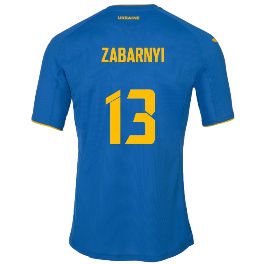 Hombre Fútbol Camiseta Ucrania Ilya Zabarnyi #13 Azul 2ª Equipación 24-26 Argentina