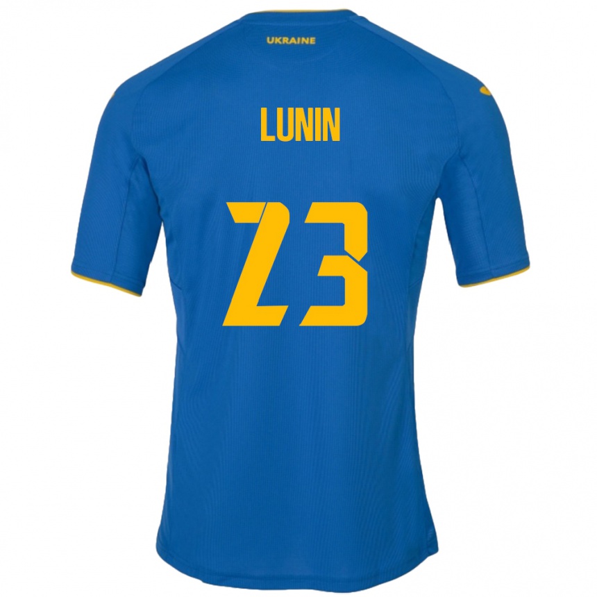 Hombre Fútbol Camiseta Ucrania Andriy Lunin #23 Azul 2ª Equipación 24-26 Argentina