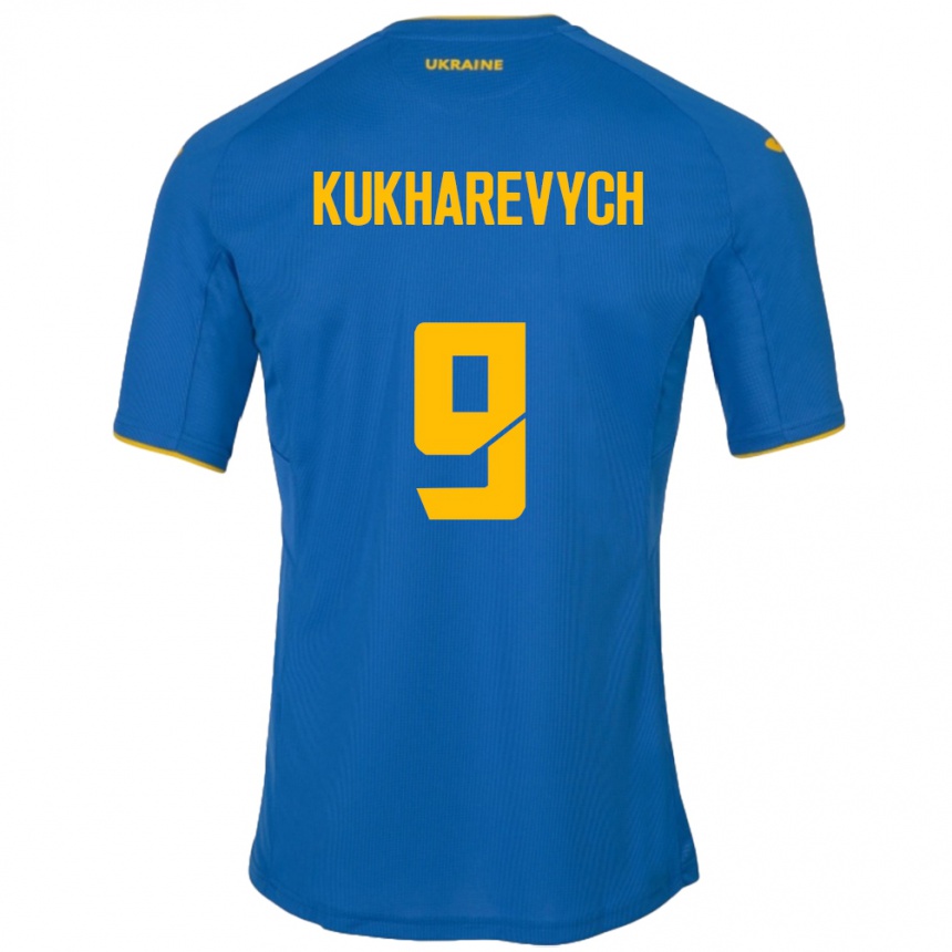 Hombre Fútbol Camiseta Ucrania Mykola Kukharevych #9 Azul 2ª Equipación 24-26 Argentina