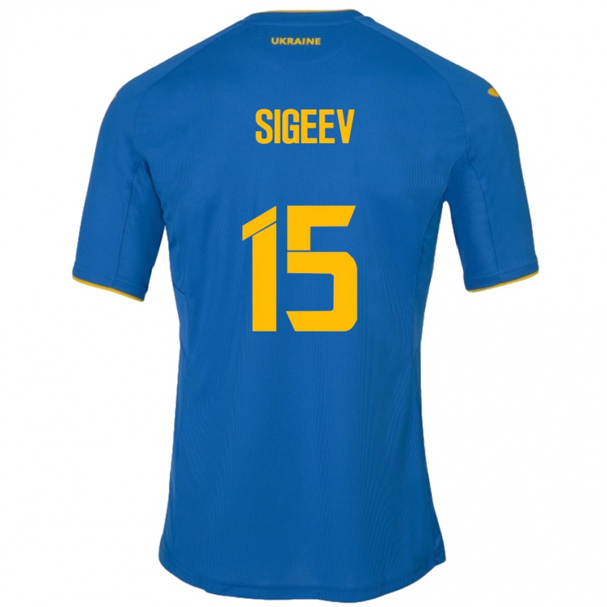 Hombre Fútbol Camiseta Ucrania Kyrylo Sigeev #15 Azul 2ª Equipación 24-26 Argentina