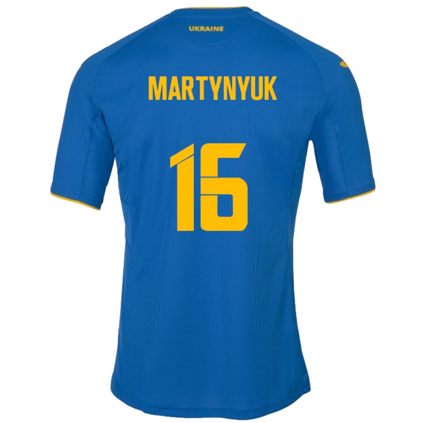 Hombre Fútbol Camiseta Ucrania Oleksandr Martynyuk #16 Azul 2ª Equipación 24-26 Argentina