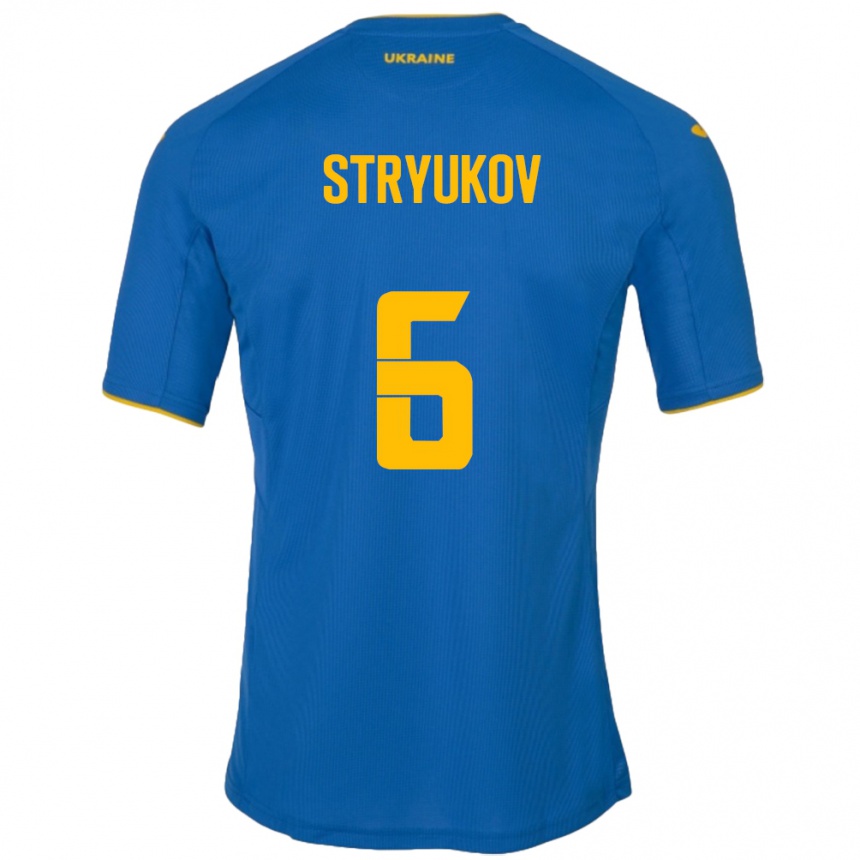 Hombre Fútbol Camiseta Ucrania Maksym Stryukov #6 Azul 2ª Equipación 24-26 Argentina