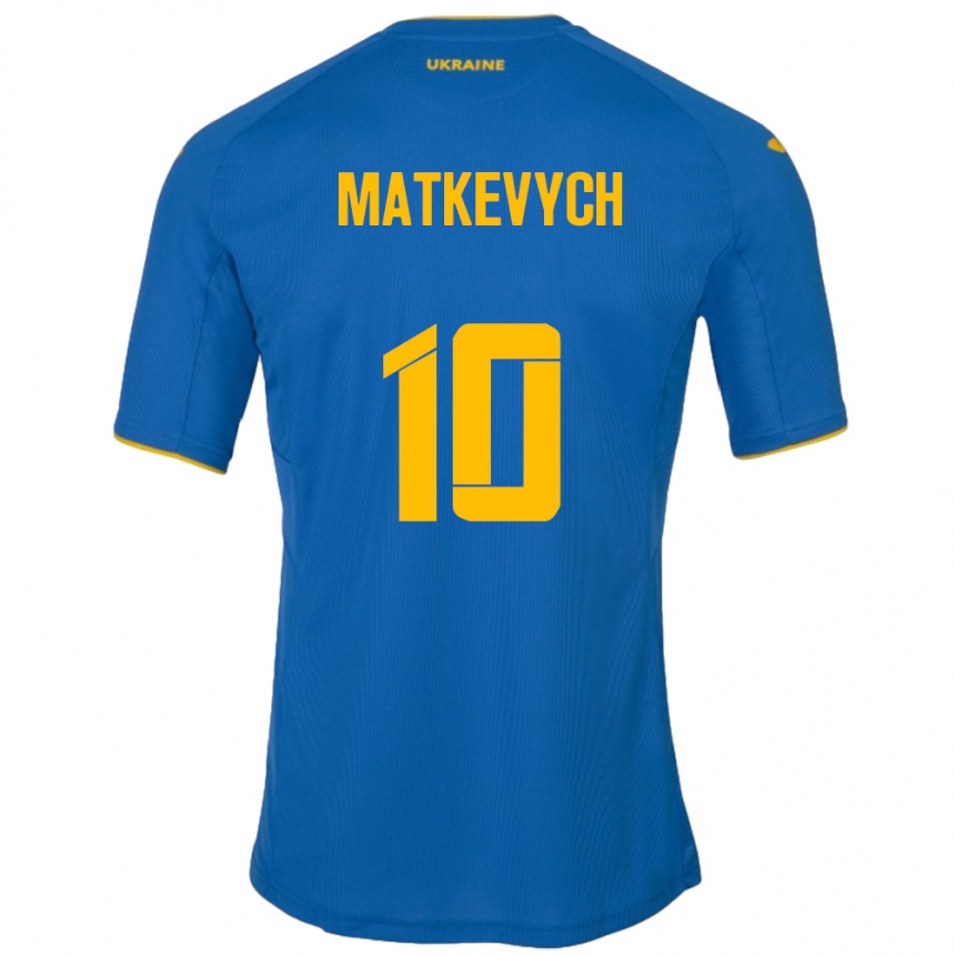 Hombre Fútbol Camiseta Ucrania Andriy Matkevych #10 Azul 2ª Equipación 24-26 Argentina