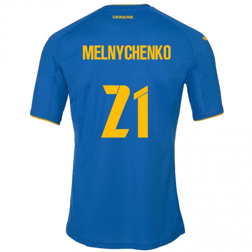 Hombre Fútbol Camiseta Ucrania Maksym Melnychenko #21 Azul 2ª Equipación 24-26 Argentina