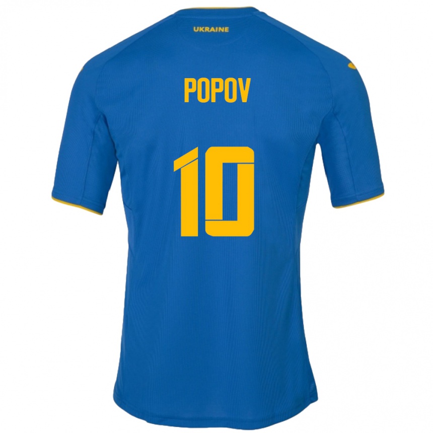 Hombre Fútbol Camiseta Ucrania Bogdan Popov #10 Azul 2ª Equipación 24-26 Argentina