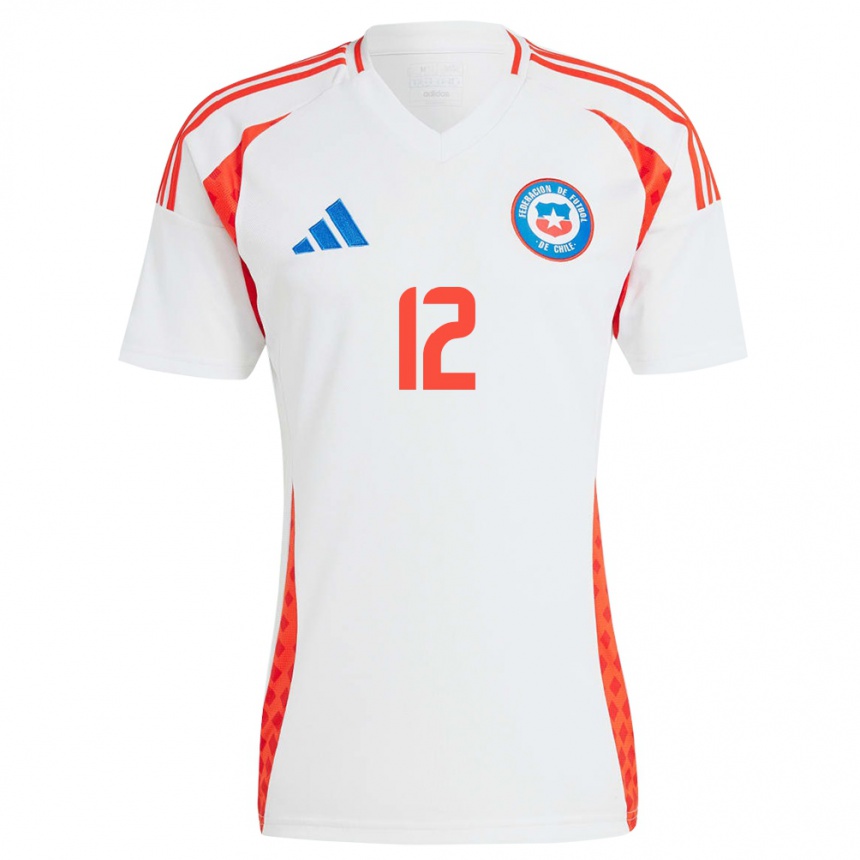 Hombre Fútbol Camiseta Chile Christian Bravo #12 Blanco 2ª Equipación 24-26 Argentina