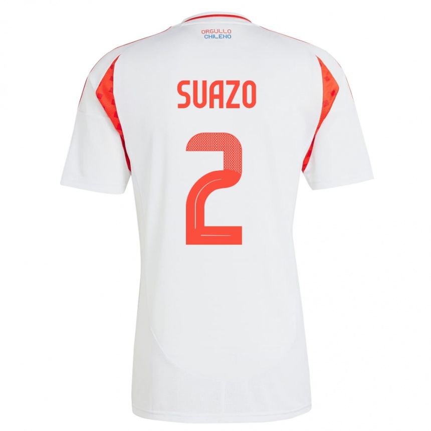 Hombre Fútbol Camiseta Chile Gabriel Suazo #2 Blanco 2ª Equipación 24-26 Argentina