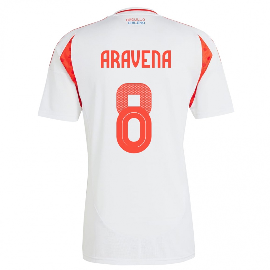 Hombre Fútbol Camiseta Chile Alexander Aravena #8 Blanco 2ª Equipación 24-26 Argentina