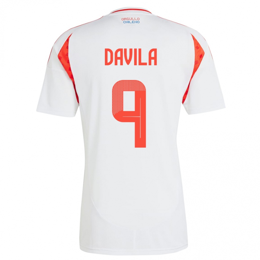 Hombre Fútbol Camiseta Chile Víctor Dávila #9 Blanco 2ª Equipación 24-26 Argentina