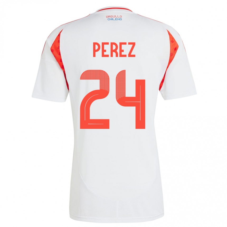 Hombre Fútbol Camiseta Chile César Pérez #24 Blanco 2ª Equipación 24-26 Argentina