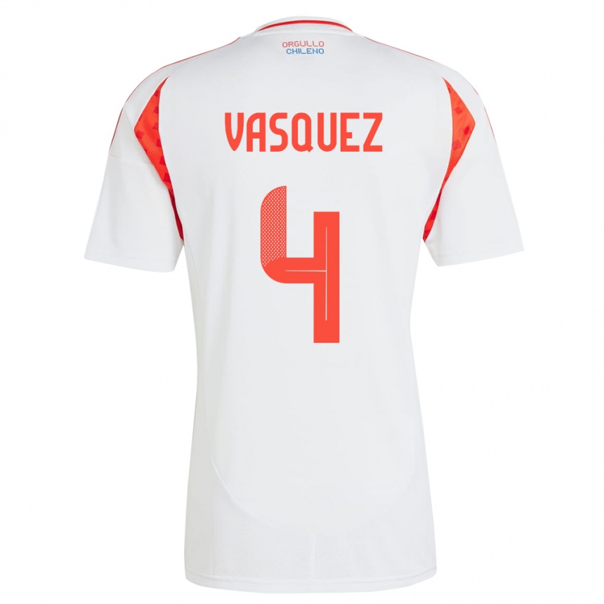 Hombre Fútbol Camiseta Chile Matías Vásquez #4 Blanco 2ª Equipación 24-26 Argentina