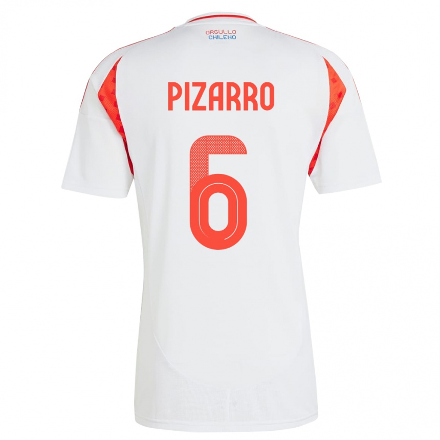 Hombre Fútbol Camiseta Chile Vicente Pizarro #6 Blanco 2ª Equipación 24-26 Argentina