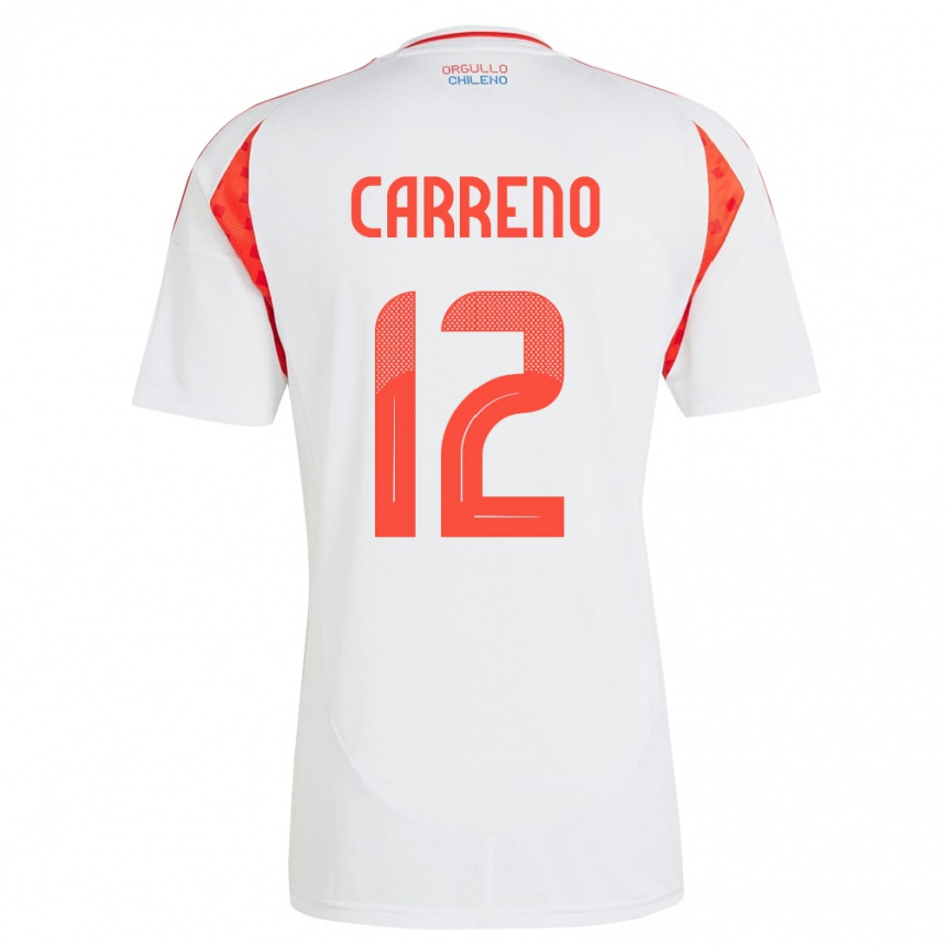 Hombre Fútbol Camiseta Chile Diego Carreño #12 Blanco 2ª Equipación 24-26 Argentina