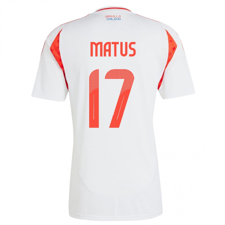 Hombre Fútbol Camiseta Chile Esteban Matus #17 Blanco 2ª Equipación 24-26 Argentina