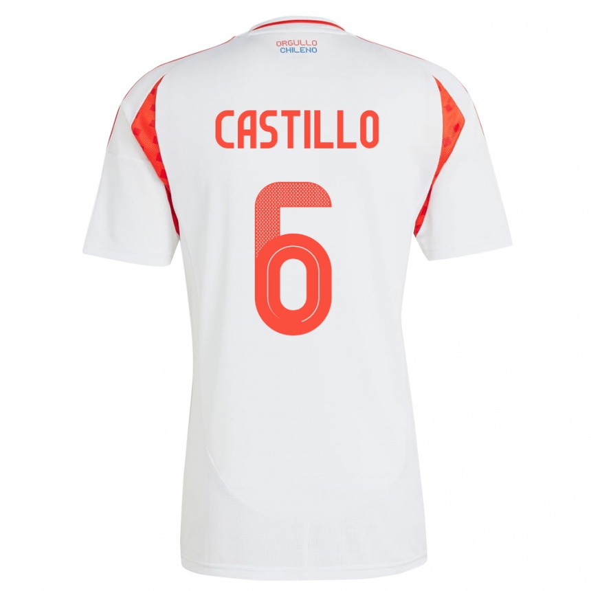 Hombre Fútbol Camiseta Chile Cristóbal Castillo #6 Blanco 2ª Equipación 24-26 Argentina