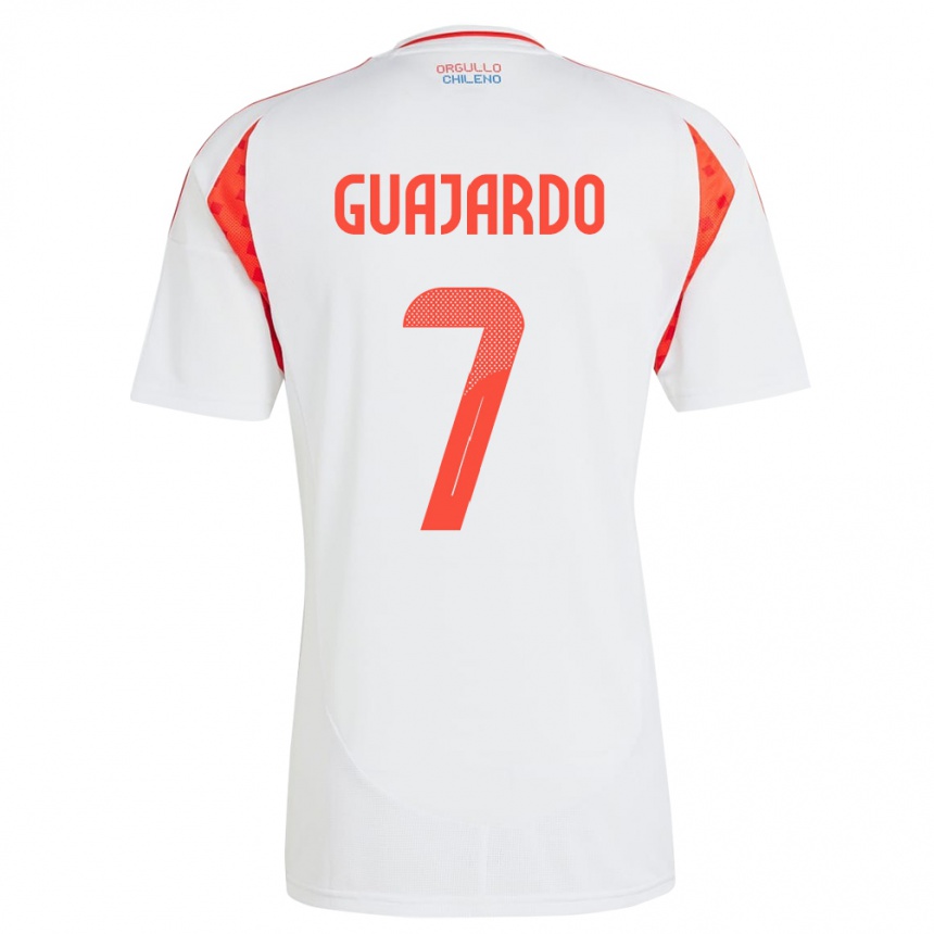 Hombre Fútbol Camiseta Chile Paolo Guajardo #7 Blanco 2ª Equipación 24-26 Argentina