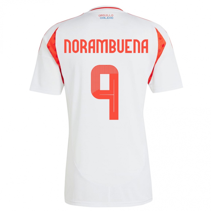 Hombre Fútbol Camiseta Chile Gabriel Norambuena #9 Blanco 2ª Equipación 24-26 Argentina