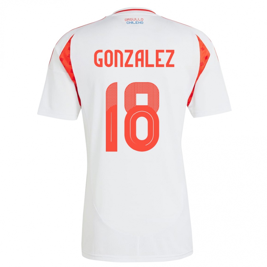 Hombre Fútbol Camiseta Chile Bryan González #18 Blanco 2ª Equipación 24-26 Argentina