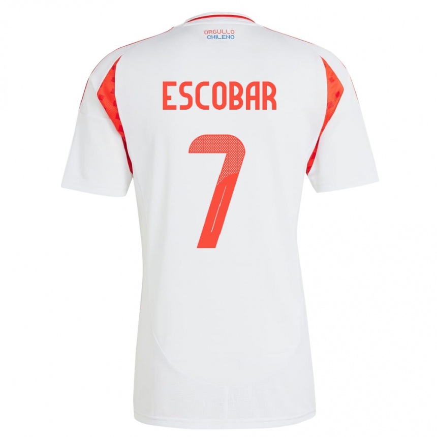 Hombre Fútbol Camiseta Chile Bastián Escobar #7 Blanco 2ª Equipación 24-26 Argentina