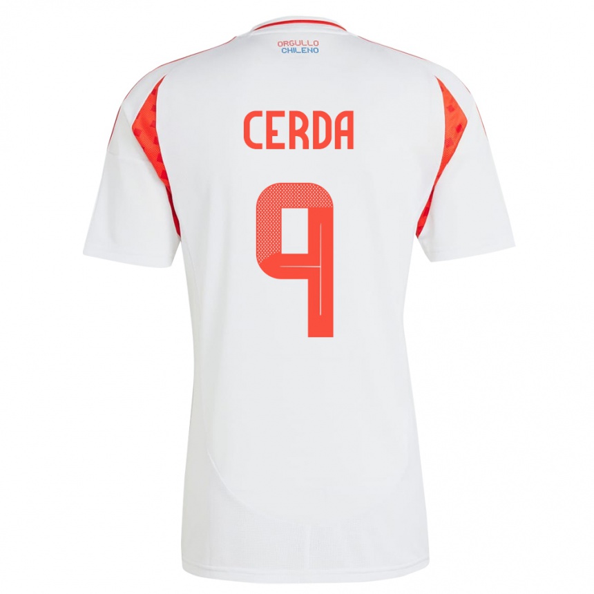 Hombre Fútbol Camiseta Chile Axel Cerda #9 Blanco 2ª Equipación 24-26 Argentina