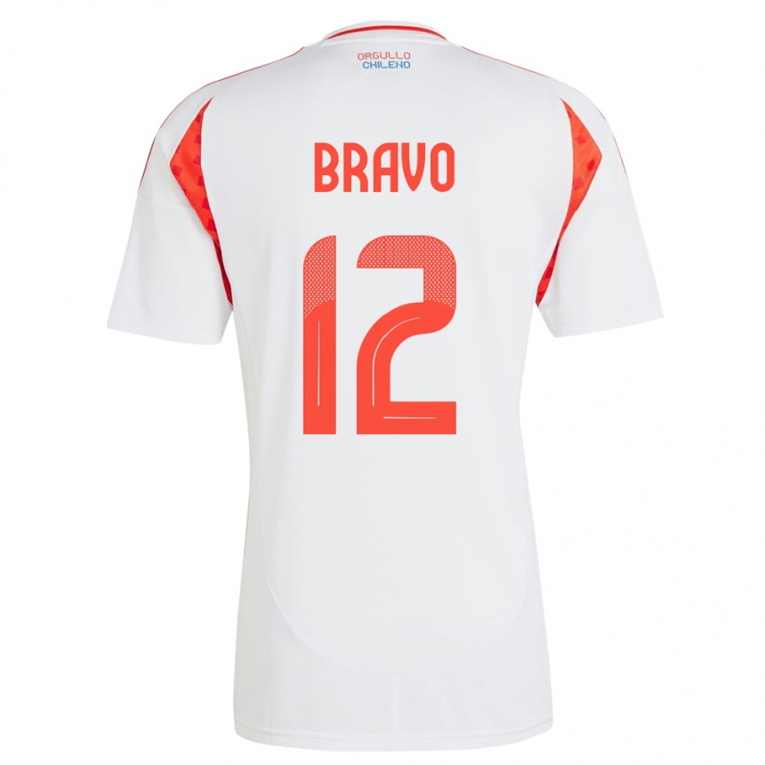 Hombre Fútbol Camiseta Chile Christian Bravo #12 Blanco 2ª Equipación 24-26 Argentina