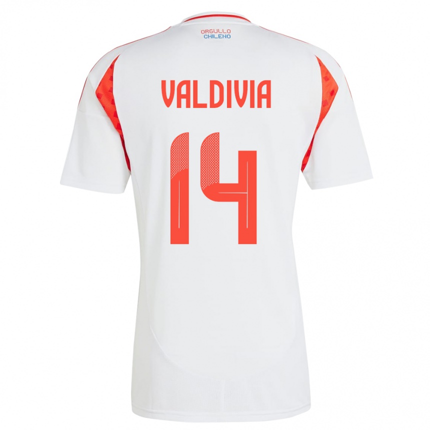 Hombre Fútbol Camiseta Chile Felipe Valdivia #14 Blanco 2ª Equipación 24-26 Argentina