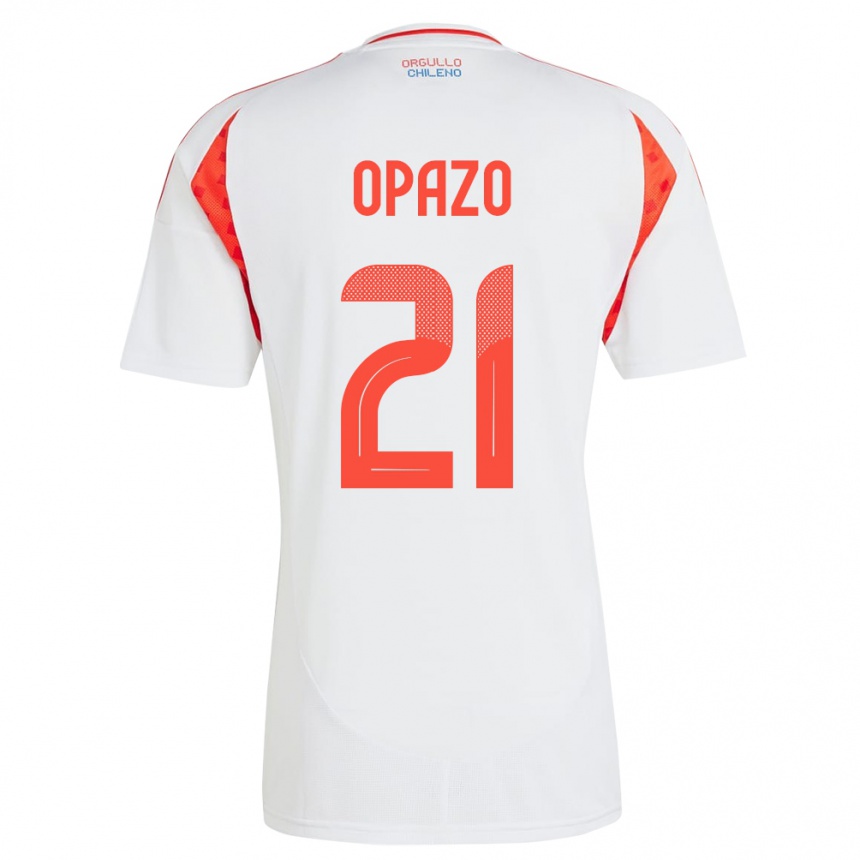 Hombre Fútbol Camiseta Chile Diego Opazo #21 Blanco 2ª Equipación 24-26 Argentina