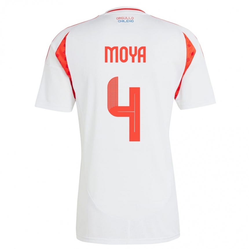 Hombre Fútbol Camiseta Chile Matías Moya #4 Blanco 2ª Equipación 24-26 Argentina