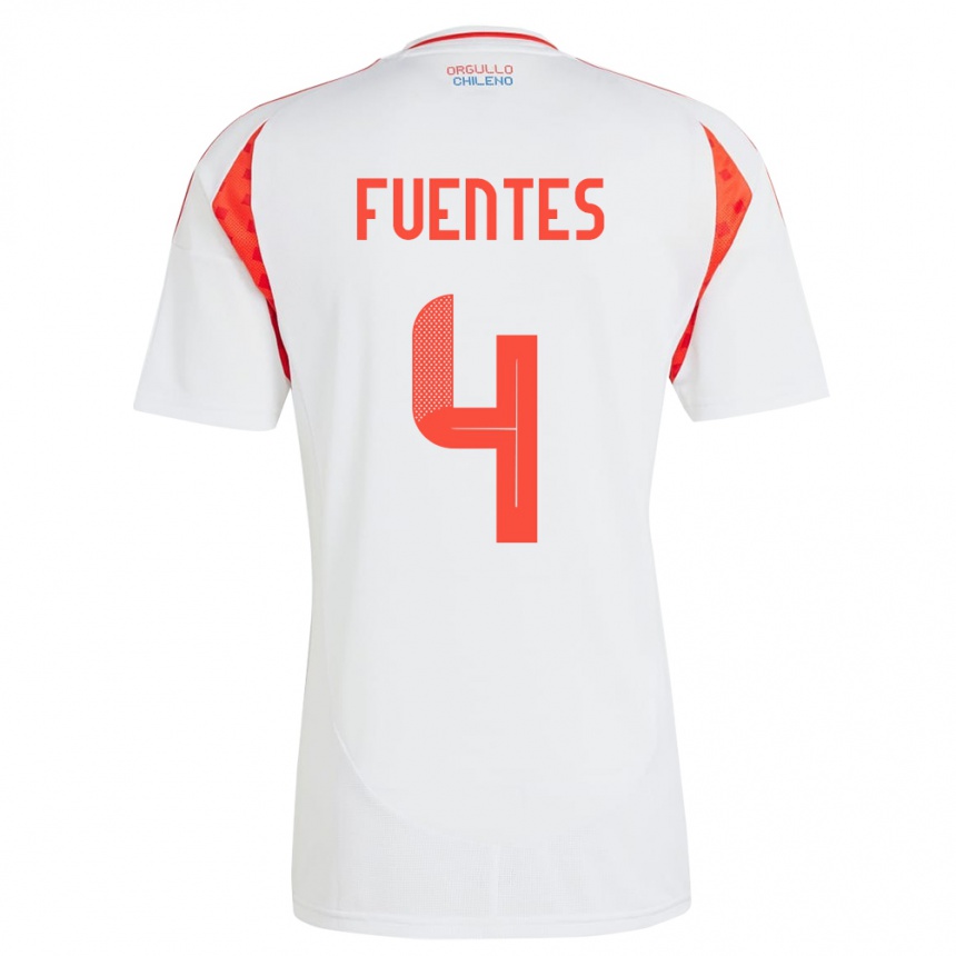 Hombre Fútbol Camiseta Chile Karen Fuentes #4 Blanco 2ª Equipación 24-26 Argentina