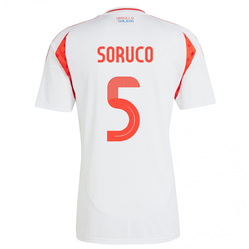 Hombre Fútbol Camiseta Chile Ámbar Soruco #5 Blanco 2ª Equipación 24-26 Argentina