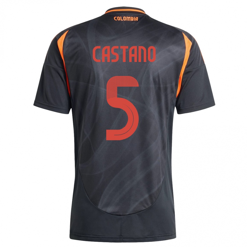 Hombre Fútbol Camiseta Colombia Kevin Castaño #5 Negro 2ª Equipación 24-26 Argentina