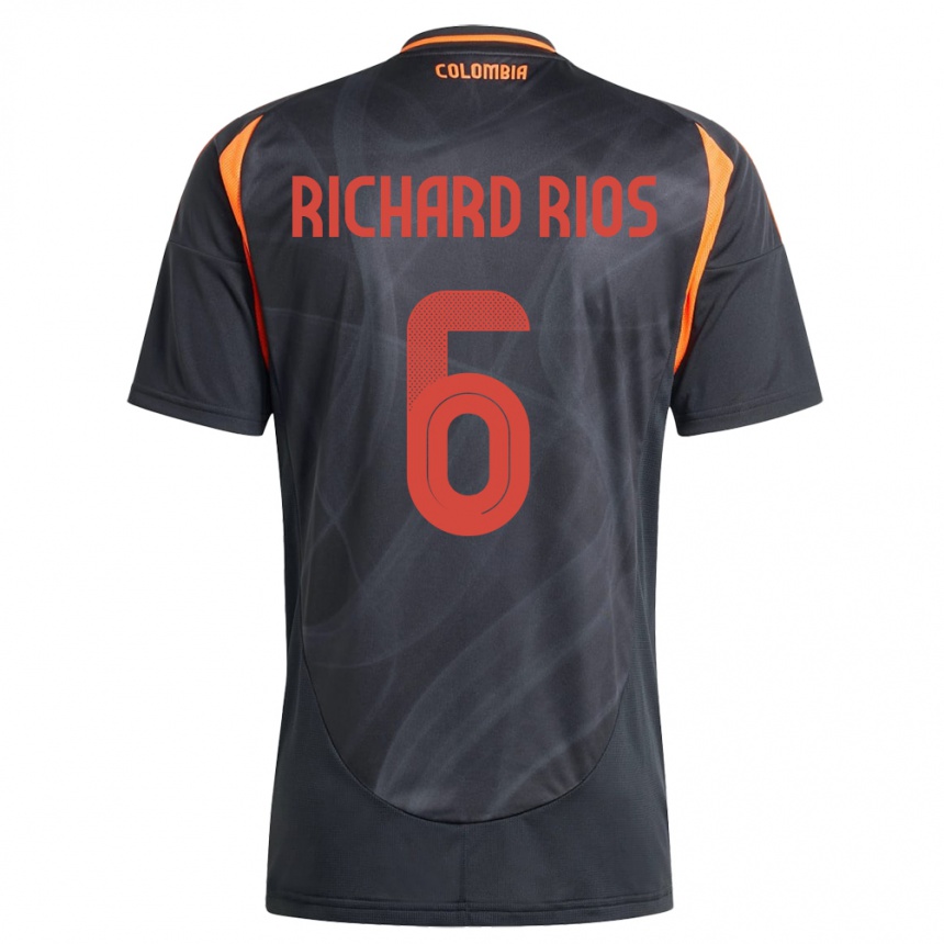 Hombre Fútbol Camiseta Colombia Richard Ríos #6 Negro 2ª Equipación 24-26 Argentina