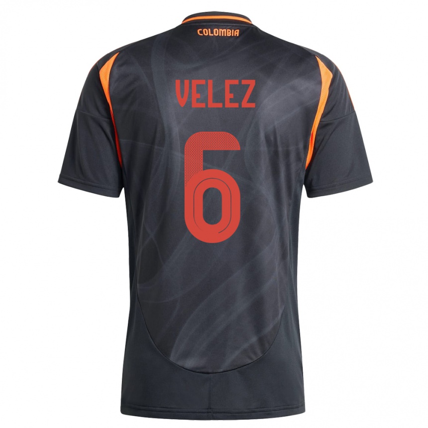 Hombre Fútbol Camiseta Colombia Jhon Vélez #6 Negro 2ª Equipación 24-26 Argentina