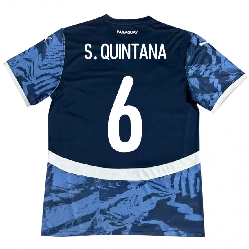 Hombre Fútbol Camiseta Paraguay Sebastián Quintana #6 Azul 2ª Equipación 24-26 Argentina