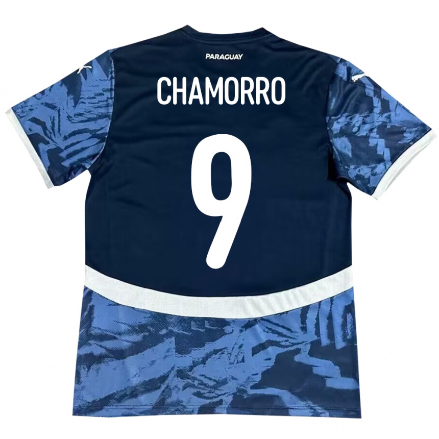 Hombre Fútbol Camiseta Paraguay Lice Chamorro #9 Azul 2ª Equipación 24-26 Argentina