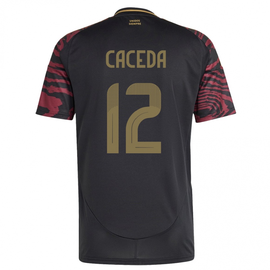 Hombre Fútbol Camiseta Perú Carlos Cáceda #12 Negro 2ª Equipación 24-26 Argentina