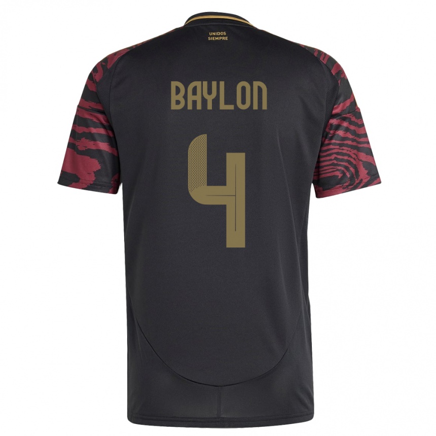 Hombre Fútbol Camiseta Perú Luis Baylón #4 Negro 2ª Equipación 24-26 Argentina