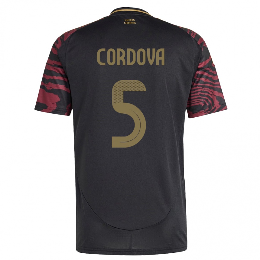 Hombre Fútbol Camiseta Perú Bryan Córdova #5 Negro 2ª Equipación 24-26 Argentina