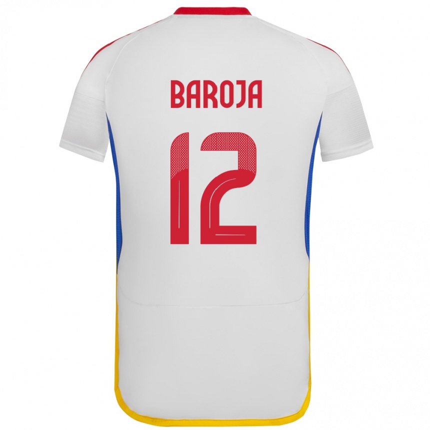 Hombre Fútbol Camiseta Venezuela Alain Baroja #12 Blanco 2ª Equipación 24-26 Argentina