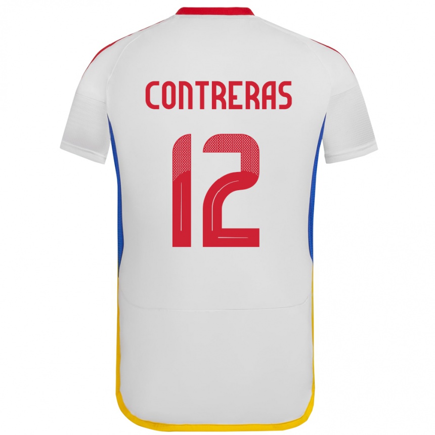 Hombre Fútbol Camiseta Venezuela José Contreras #12 Blanco 2ª Equipación 24-26 Argentina