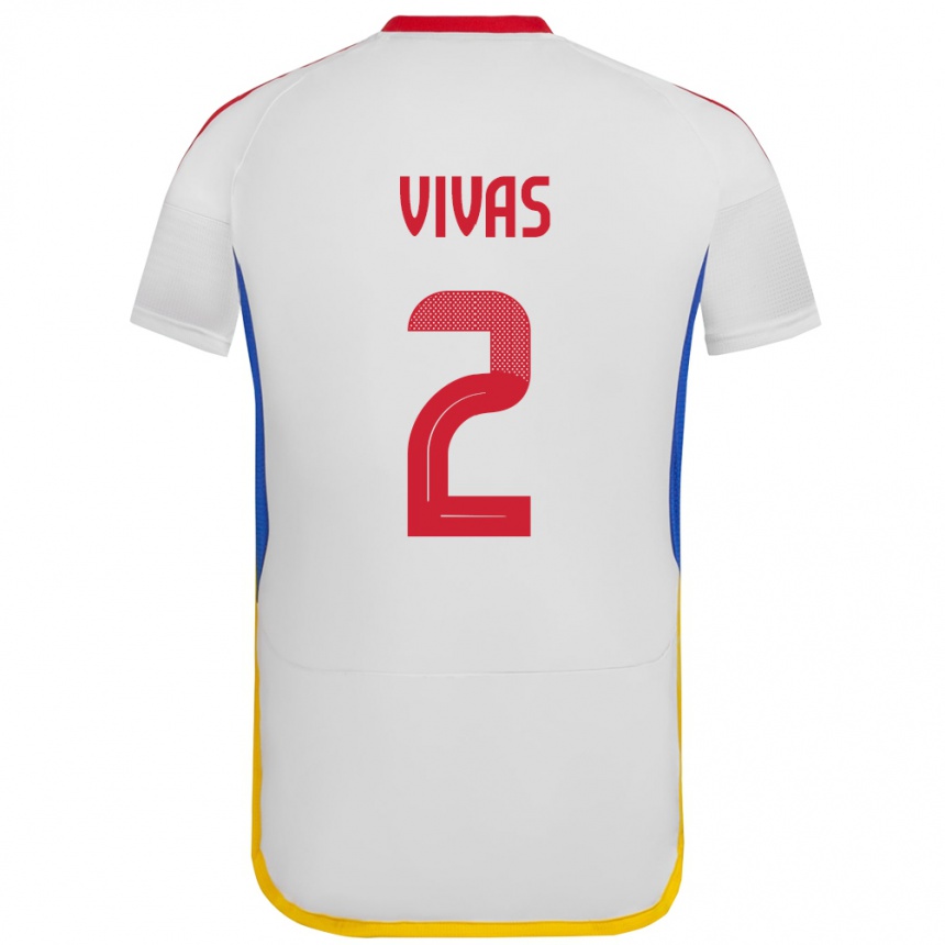 Hombre Fútbol Camiseta Venezuela Carlos Vivas #2 Blanco 2ª Equipación 24-26 Argentina