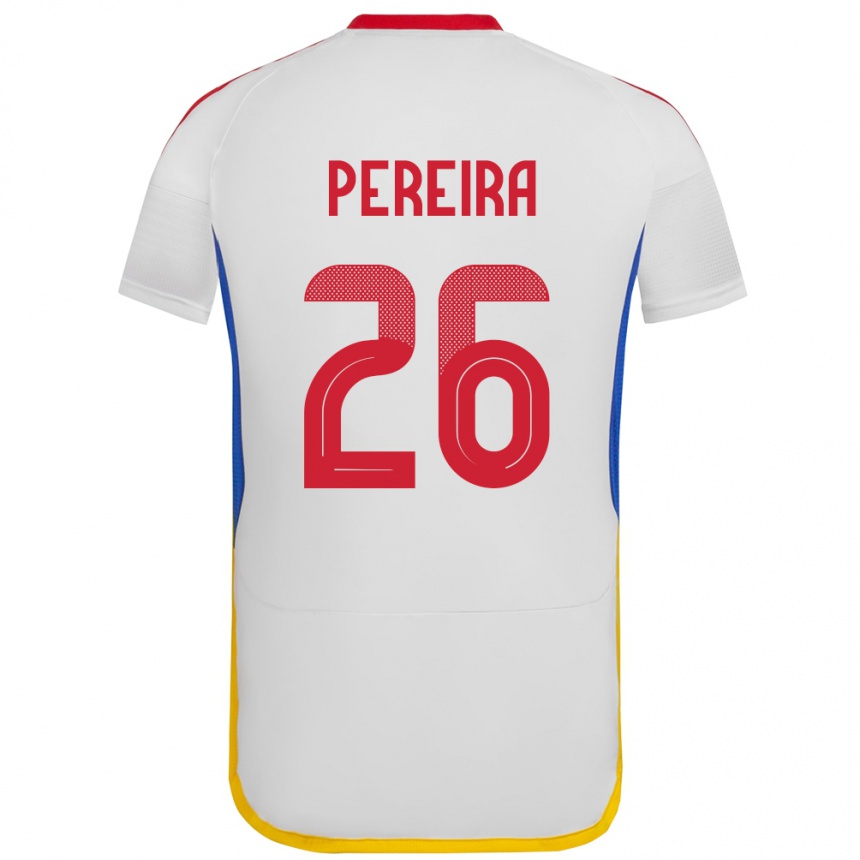 Hombre Fútbol Camiseta Venezuela Daniel Pereira #26 Blanco 2ª Equipación 24-26 Argentina